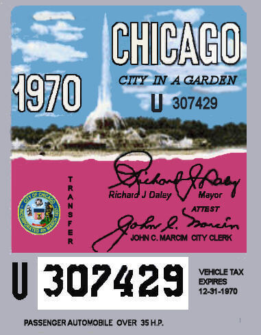 1970 Illinois tax inspection sticker CHICAGO